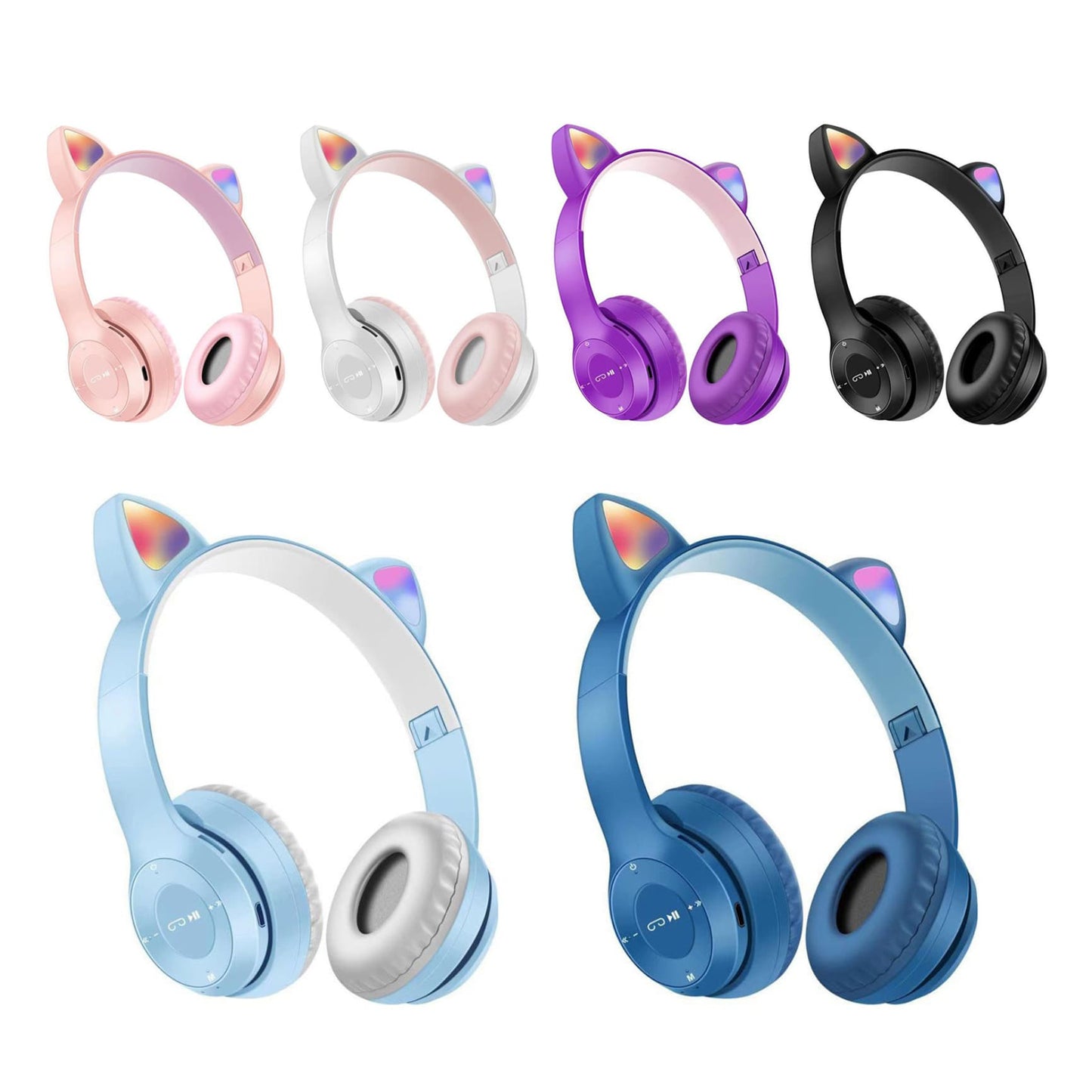 P47M Cute Cat Ear Shape Luminous Bluetooth Wireless Headphone
