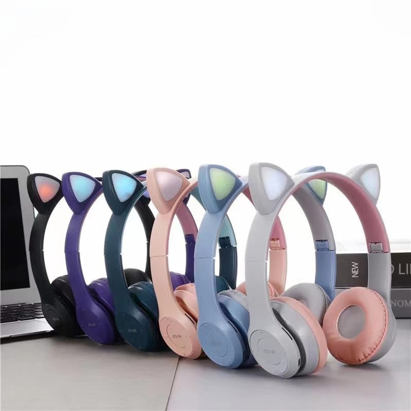 P47M Cute Cat Ear Shape Luminous Bluetooth Wireless Headphone