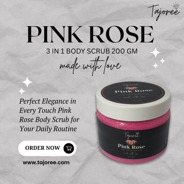 Tajoree Pink Rose 3 in 1 Body Scrub 200gm gentle exfoliating polish