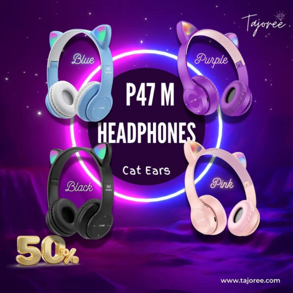 cute p47m cat ear headphones